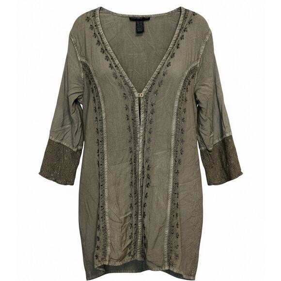 Mlle Gabrielle Tops - Mlle Gabrielle earth-toned embroidered tunic top 90s Size 16W2